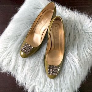 NWOT J. Crew Chartreuse embellished pump.Sz 7.